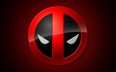 Deadpool, 4k, superheros, logotyp, r&#246;d bakgrund