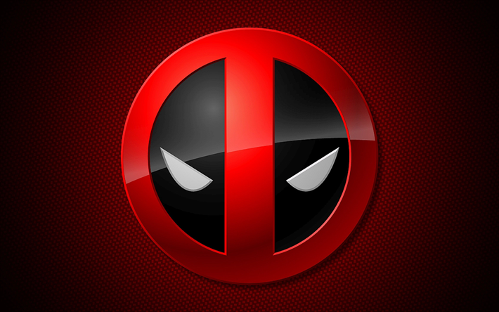 Deadpool, 4k, superheros, ロゴ, 赤の背景