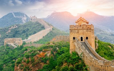Kinesiska Muren, bergslandskapet, mirakel v&#228;rlden, Kina, arkitektoniska underverk
