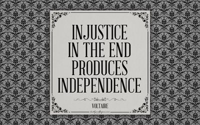Injustice in the end produces independence, Voltaire quotes, 4k, quotes about independence, great people, damask pattern