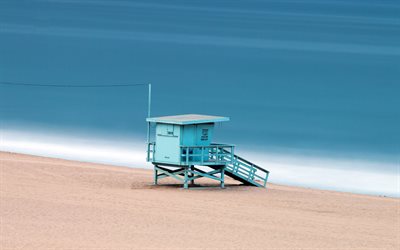 Venice Beach, lifeguard tower, ocean, beach, LA, America, Los Angeles, USA