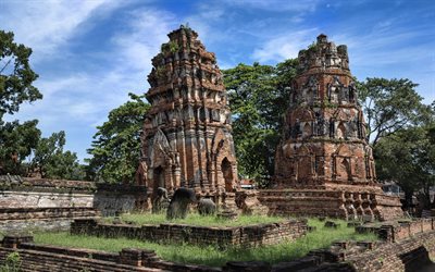 Ayutthaya, templet, ruinerna, Thailand, Gamla huvudstaden, sev&#228;rdheter, intressanta platser