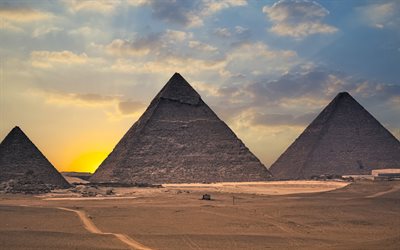 Egyptian pyramids, desert, pyramids, Cairo, Egypt, Africa