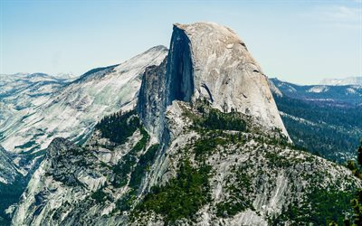 Half Dome, Yosemite Valley, mountains, american landmarks, Yosemite National Park, California, USA, America