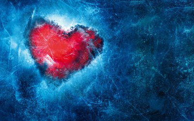 cœur, 4k, glac&#233;e, frozen heart, cr&#233;atif