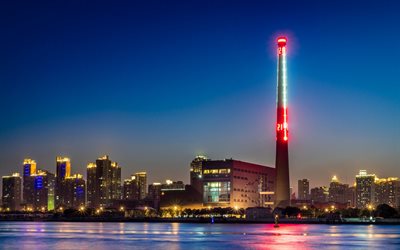 Shanghai, Huangpu River, tower, nightscapes, China, Asia