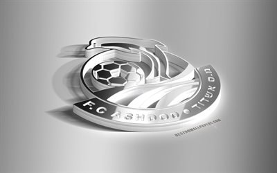 fc ashdod, 3d-stahl-logo, israelischen fu&#223;ball-club, 3d-emblem, ashdod, israel, israelische premier liga, der ligat haal, ashdod metall-emblem, fu&#223;ball, kreative 3d-kunst, moadon sport ashdod