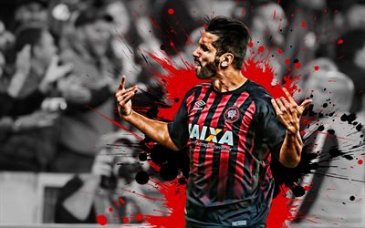 Guilherme, 4k, red and black blots, Atletico Paranaense FC, brazilian footballers, soccer, Guilherme Milhomem Gusmao, Brazilian Serie A, grunge, Brazil