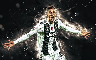 Rodrigo Bentancur, m&#229;l, Juventus FC, fotboll, Serie A, neon lights, Juve, Uruguayanska fotbollsspelare, Bentancur, Juventus