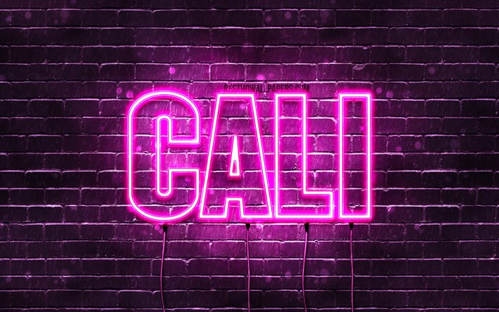 Download wallpapers Cali 4k wallpapers with names female names Cali  name purple neon lights horizontal text picture with Cali name for  desktop free Pictures for desktop free
