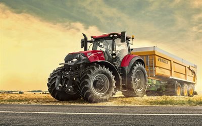 Case IH Optum 250 CVT, 4k, HDR, 2019 tractores, maquinaria agr&#237;cola, rojo tractor, la agricultura, el Caso