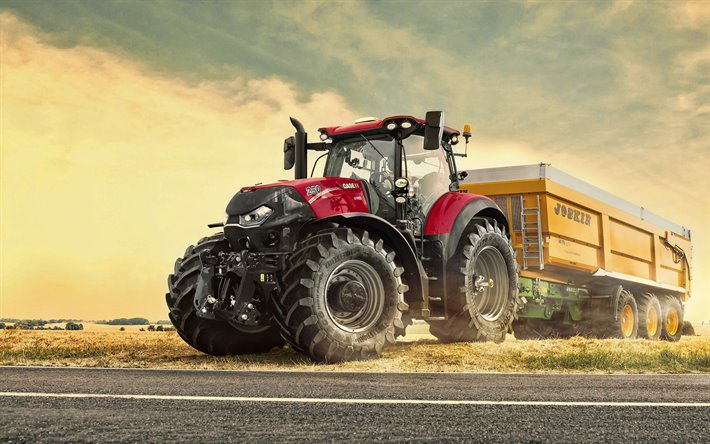 Case IH Optum 250 CVT, 4k, HDR, 2019 traktorit, maatalouskoneiden, punainen traktori, maatalous, Tapauksessa