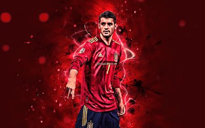 Alvaro Morata, 2019, l&#39;&#201;quipe Nationale Espagne, football, footballeurs, Alvaro Borja Morata Martin, le n&#233;on, l&#39;espagnol de l&#39;&#233;quipe de football