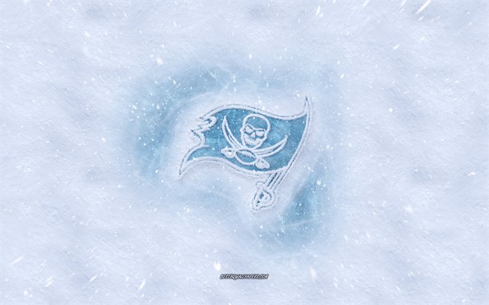 Tampa Bay Buccaneers logo, American club de football, l&#39;hiver concepts, de la NFL, Tampa Bay Buccaneers logo de la glace, de la neige texture, Tampa, Floride, etats-unis, la neige fond, Tampa Bay Buccaneers, football Am&#233;ricain