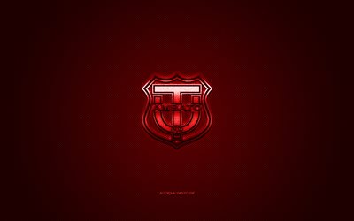 Club Tecnico Universitario, Ecuadorian football club, Ecuadorian Serie A, red logo, red carbon fiber background, football, Ambato, Ecuador, Tecnico Universitario logo