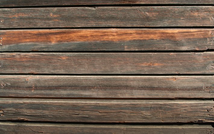en bois horizontale journaux, 4k, macro, en bois brun texture, en bois, lignes, en bois brun origines, les textures de bois, meubles en bois, bois b&#251;ches, marron origines
