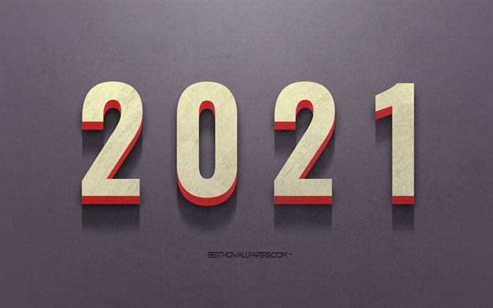 Ano novo de 2021, fundo de pedra cinza 2021, letras de pedra 3D, conceitos de 2021, cart&#227;o de feliz ano novo de 2021