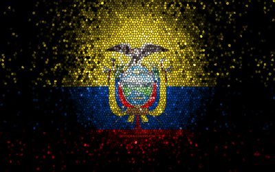 Ecuador flag, mosaic art, South American countries, Flag of Ecuador, national symbols, Ecuadorian flag, artwork, South America, Ecuador