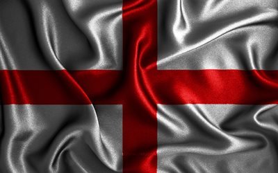 Bandiera inglese, 4k, bandiere ondulate di seta, paesi europei, simboli nazionali, bandiera dell&#39;Inghilterra, bandiere in tessuto, arte 3D, Inghilterra, Europa, bandiera Inghilterra 3D