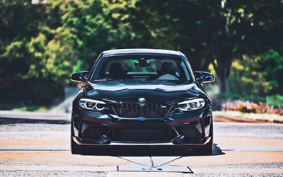 BMW M2, F87, vista frontale, auto 2020, tuning, M2 nera, auto tedesche, BMW