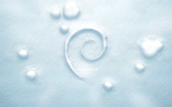 Debian3D雪のロゴ, 4K, creative クリエイティブ, Linux, Debianロゴ, 雪の背景, Debian3Dロゴ, Debian