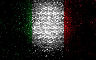 Italiensk flagga, mosaikkonst, europeiska l&#228;nder, Italiens flagga, nationella symboler, konstverk, Europa, Italien