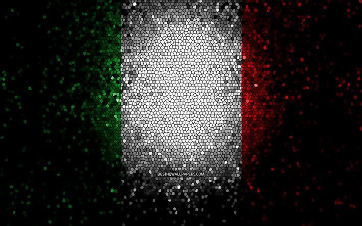 Italian lippu, mosaiikkitaide, Euroopan maat, kansalliset symbolit, kuvitus, Eurooppa, Italia