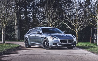 Maserati Quattroporte Shooting Brake, 4k, tuning, 2016 voitures, voitures de luxe, voitures italiennes, Maserati