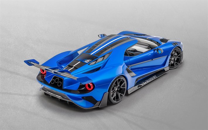 2020, Ford GT Mansory, mavi hiper otomobil, tuning Ford GT, l&#252;ks spor araba, amerikan spor arabalar, Ford
