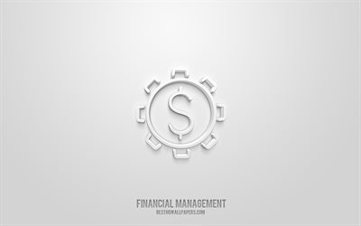 Finansal Y&#246;netim 3d simgesi, beyaz arkaplan, 3d semboller, Finansal Y&#246;netim, İş simgeleri, 3d simgeler, Finansal Y&#246;netim işareti, İş 3d simgeleri