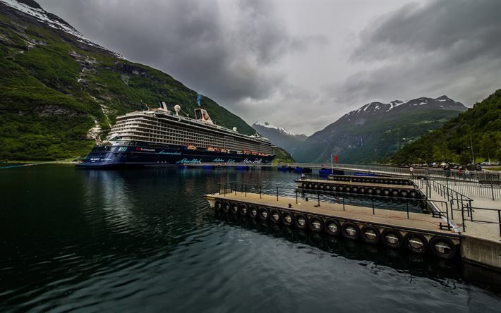 fjord, mountain landscape, cruise ship, Mein Schiff 3, TUI, luxury ship, Norway