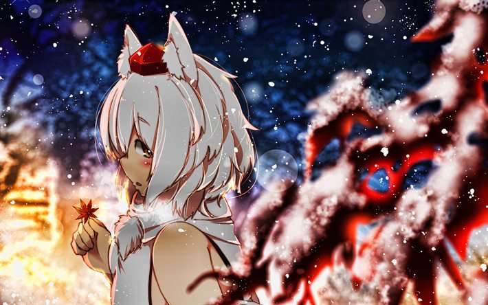 Momiji Inubashiri, 4k, white wolf tengu, Touhou, manga, Touhou Project, artwork, Touhou characters, Inubashiri Momiji