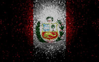 Peru flag, mosaic art, South American countries, Flag of Peru, national symbols, Peruvian flag, artwork, South America, Peru