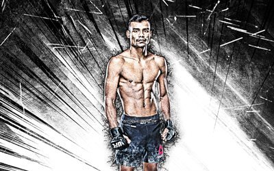 4k, Raulian Paiva, grunge art, american fighters, MMA, UFC, Raulian Paiva Franzao, white abstract rays, Mixed martial arts, Raulian Paiva 4K, UFC fighters, MMA fighters