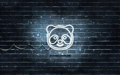 Panda neon icon, 4k, gray background, neon symbols, Panda, creative, neon icons, Panda sign, animals signs, Panda icon, animals icons