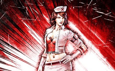 Olivia, grunge art, 4k, GFF, Free Fire Battlegrounds, Garena Free Fire characters, red abstract rays, Garena Free Fire, Olivia Free Fire