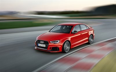 Audi RS3 Sedan, 2018, sedan Audi, red Audi, new RS3