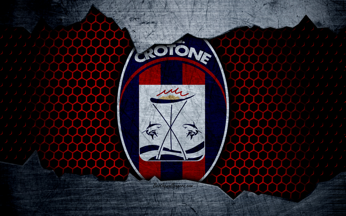 Crotone, 4k, arte, Serie A, futebol, logo, clube de futebol, FC Crotone, textura de metal