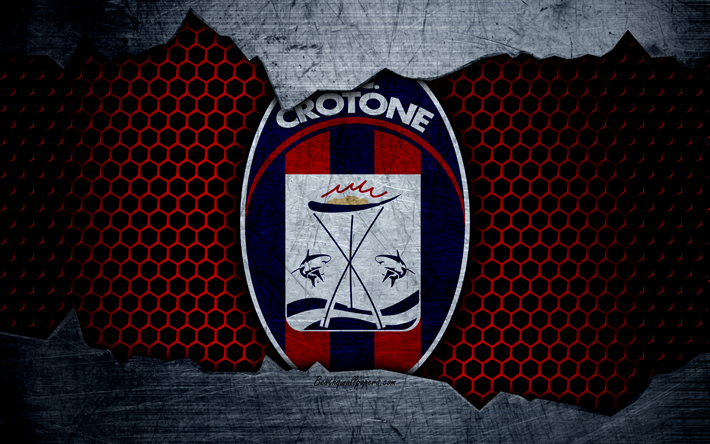 crotone, 4k, kunst, serie a, fu&#223;ball, logo, football club, fc crotone, metall textur