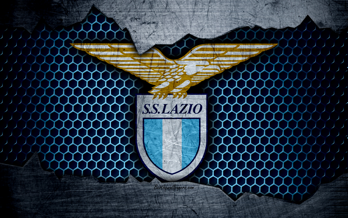 Lazio, 4k, sanat, futbol, logo, Futbol Kul&#252;b&#252;, SS Lazio, metal Bir doku Serisi