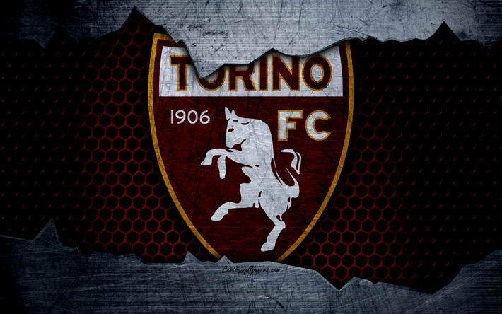 Torino, 4k, konst, Serie A, fotboll, logotyp, football club, Torino FC, metall textur