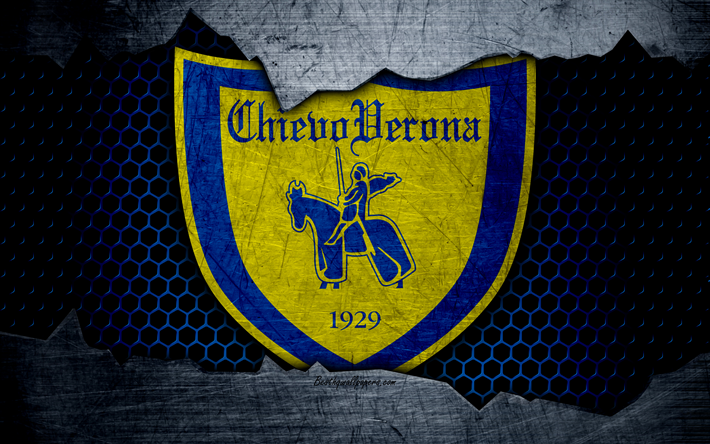Chievo, 4k, arte, Serie A, futebol, O AC Chievo Verona, logo, clube de futebol, O Everton FC, textura de metal