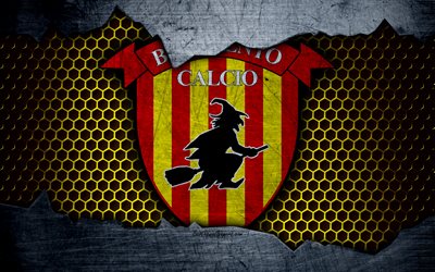 Benevento, 4k, art, Serie A, soccer, logo, football club, Benevento FC, metal texture