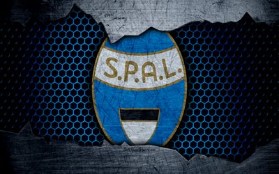Spal, 4k, konst, Serie A, Spal Ferrara, fotboll, logotyp, football club, Spal FC, metall textur