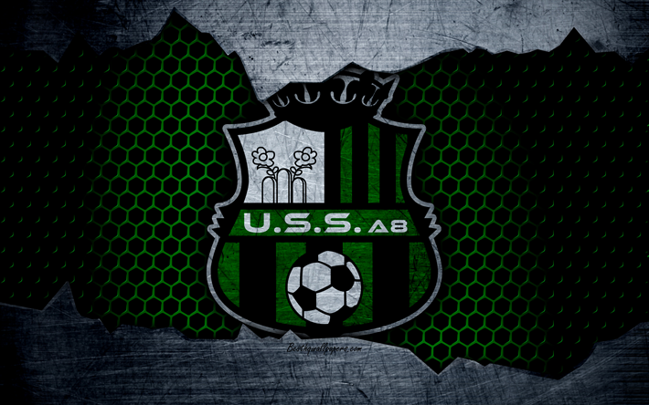 Sassuolo, 4k, sanat, Dizi, futbol, logo, Futbol Kul&#252;b&#252; U S Sassuolo, metal doku