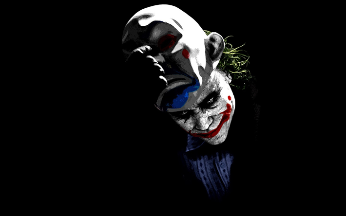 Joker, 4k, t&#252;rler, sanat, minimal, siyah arka plan