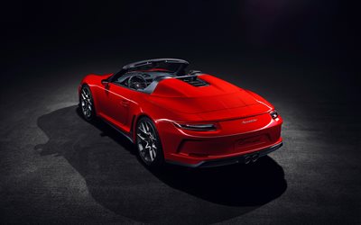 Porsche 911 Speedster Concept, 2018, rear view, red convertible, supercar, German sports cars, Porsche
