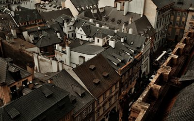 Praga, ceca, citt&#224;, capitale, case, tetti, autunno, Repubblica ceca