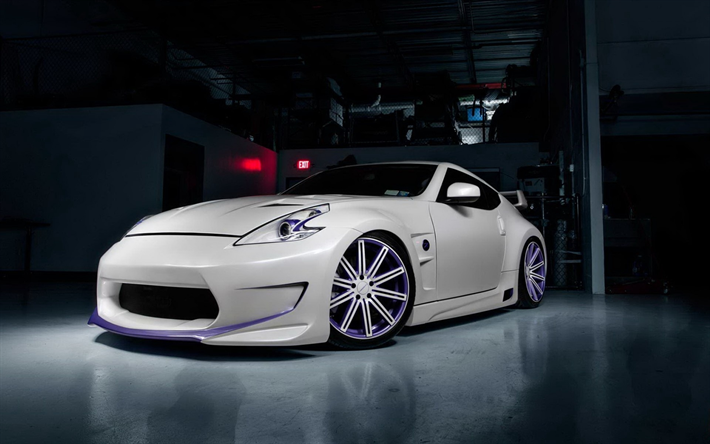 Nissan 370z, garage, tuning, stance, road, japanese cars, Nissan, tunned 370z
