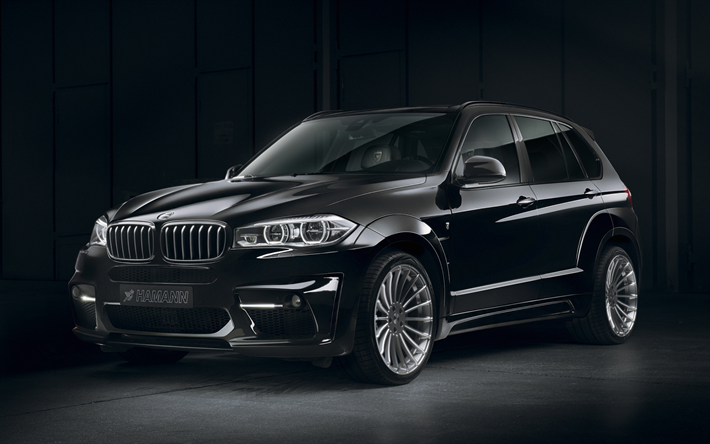 BMW X5 Hamann, F15, vista de frente, negro SUV de lujo, el ajuste de la X5, los coches alemanes, BMW